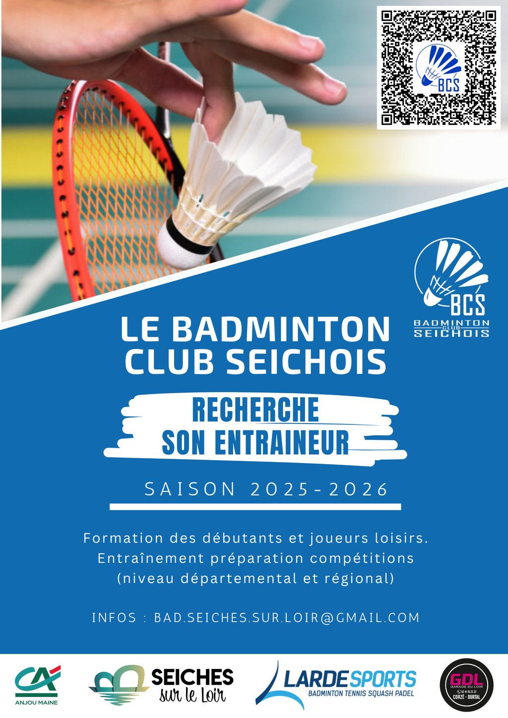 Le BADMINTON CLUB SEICHOIS recherche son entraineur pour la saison 2025-2026